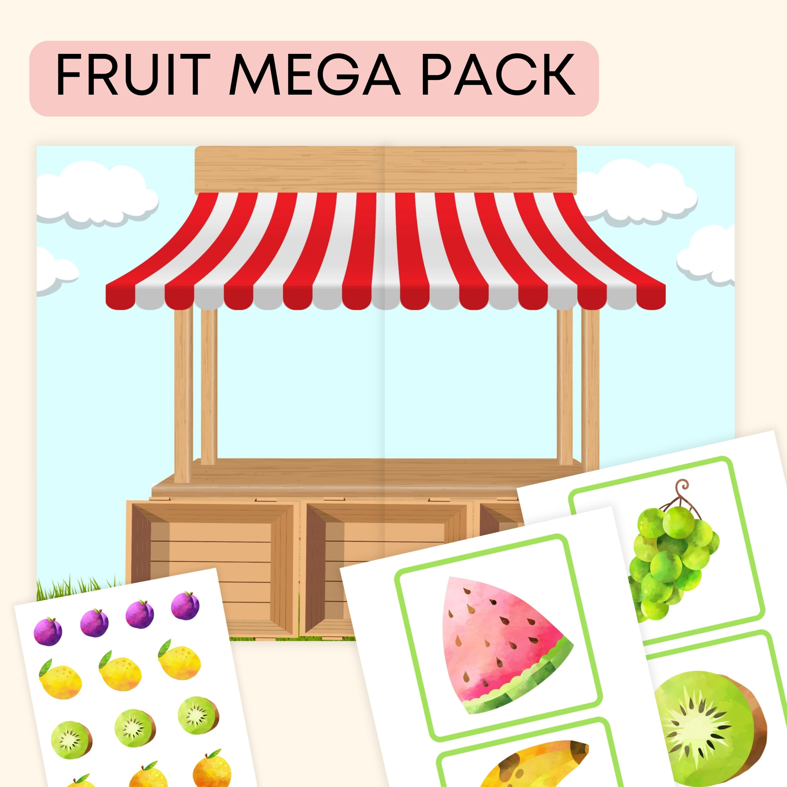 Fruit Mega Pack materiały PDF do druku na angielski w przedszkolu