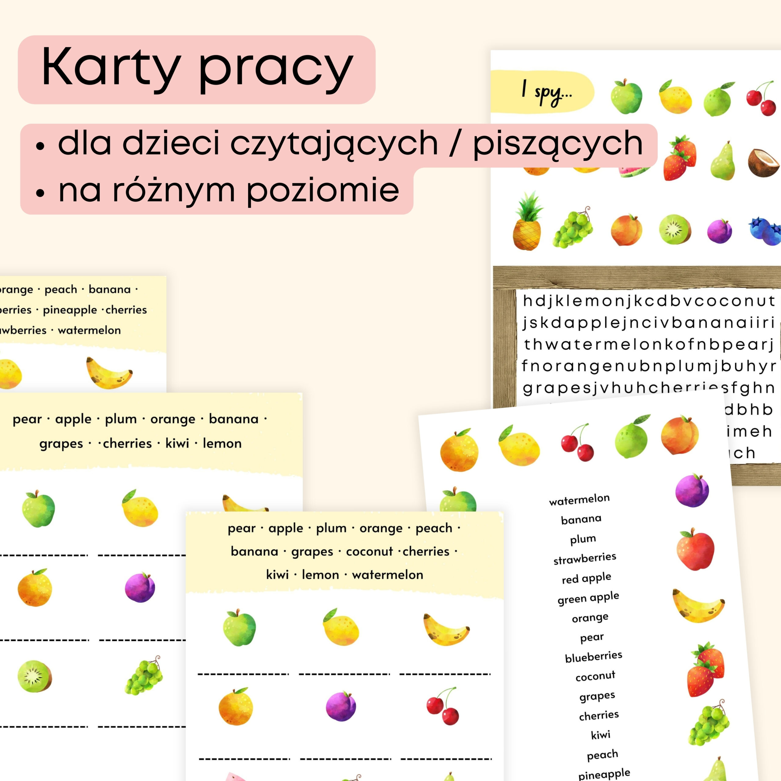 Fruit Mega Pack materiały PDF do druku na angielski w przedszkolu