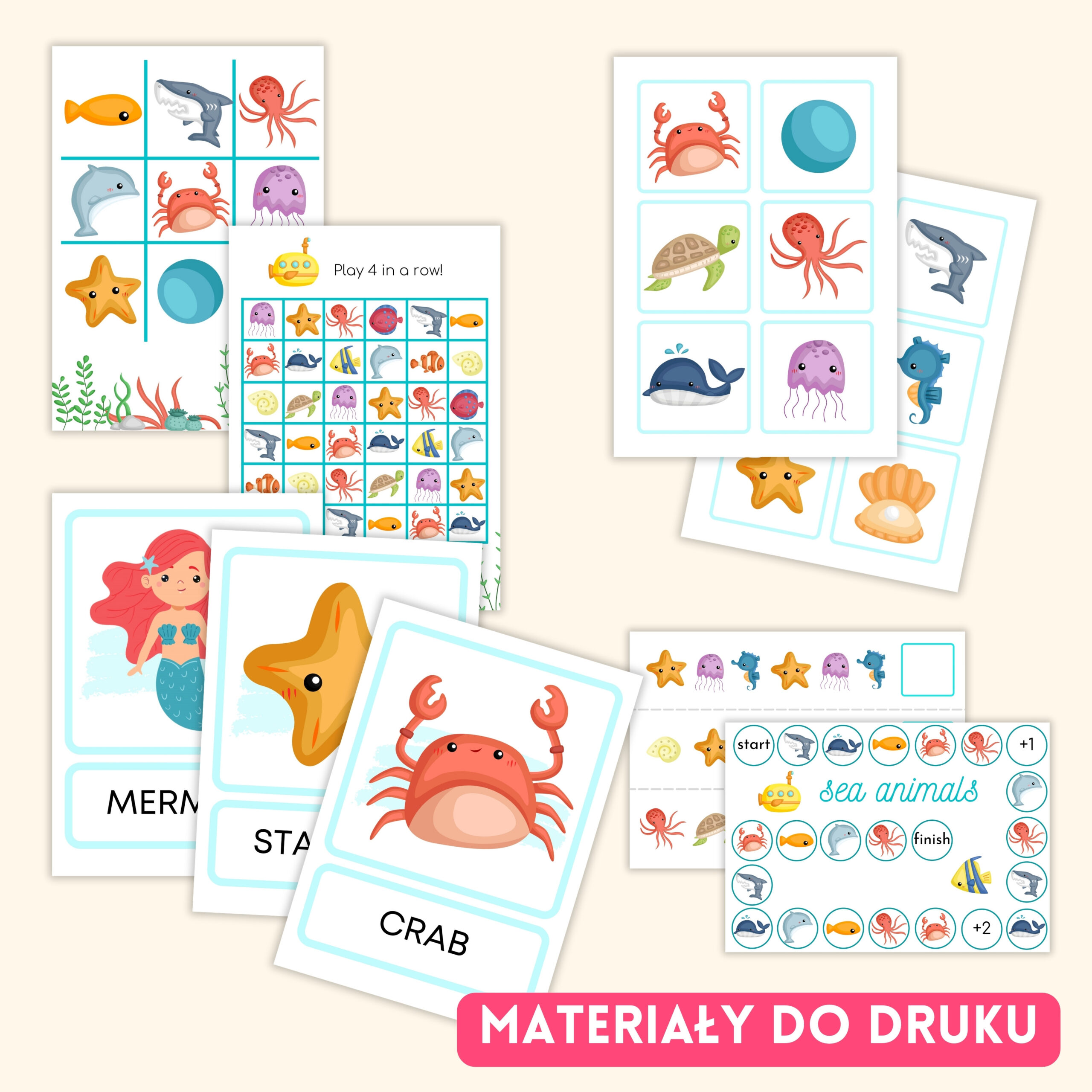 Sea Animals - Darmowe materiały PDF do druku na angielski w przedszkolu