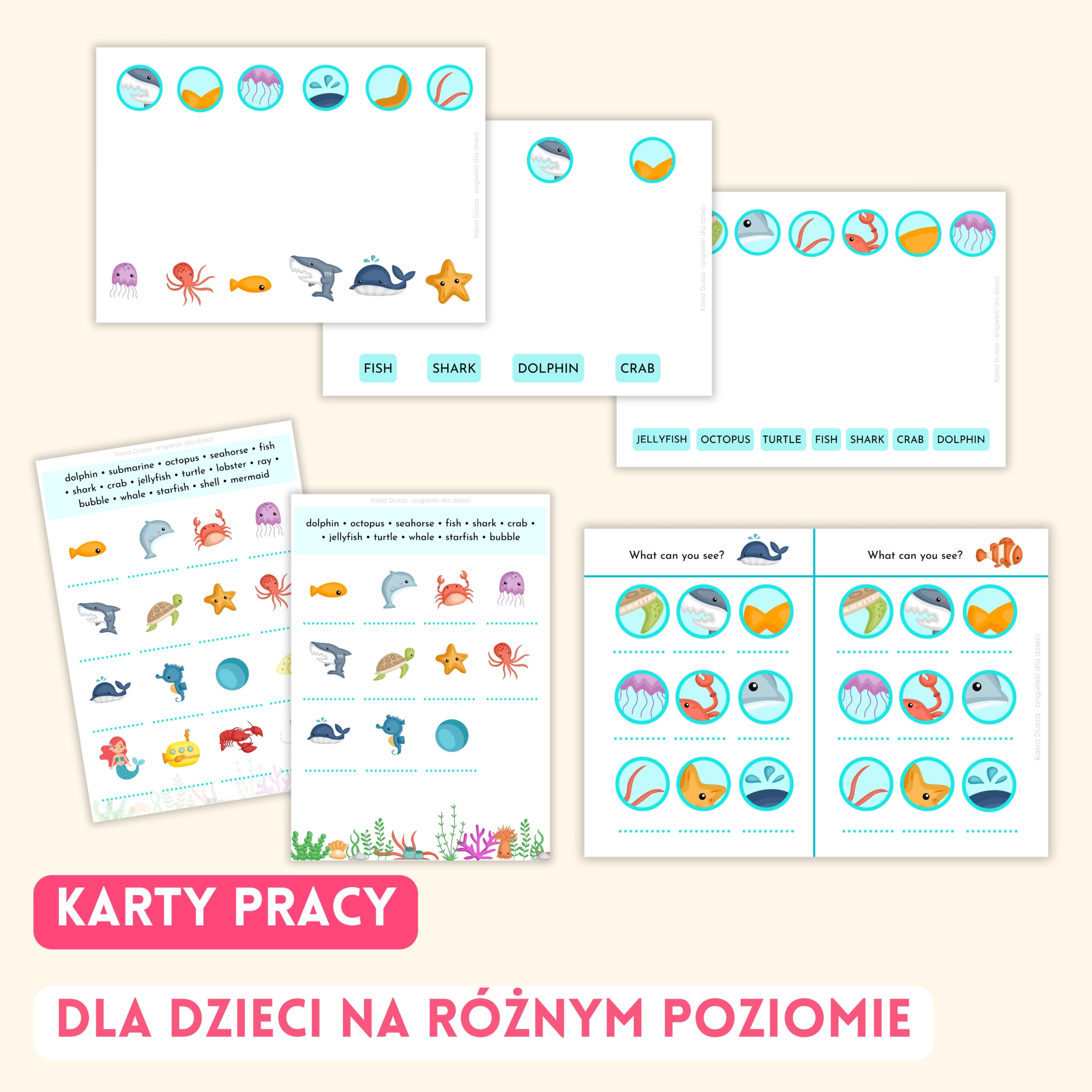Sea Animals - Darmowe materiały PDF do druku na angielski w przedszkolu
