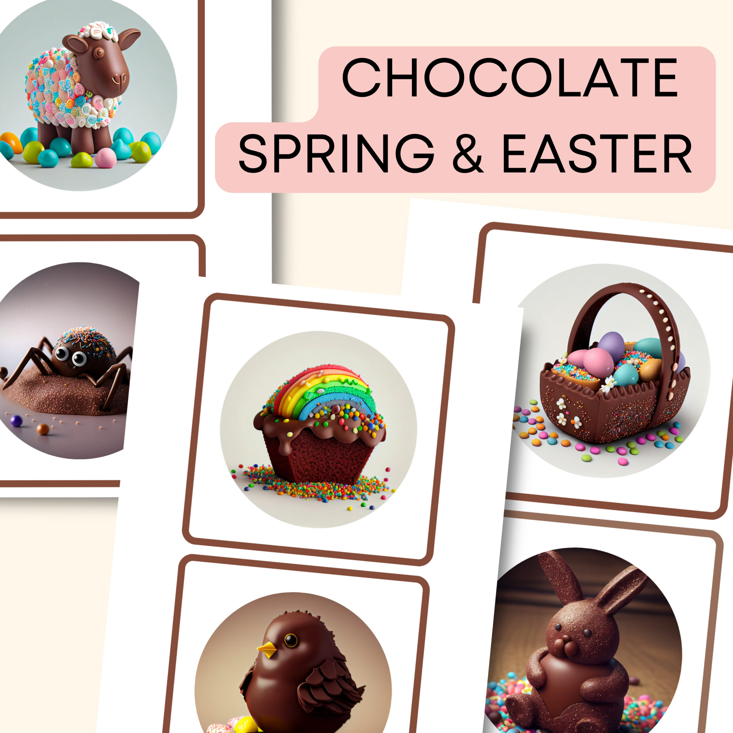chocolate spring and easter - materiały PDF do druku dla nauczycieli na angielski w przedszkolu