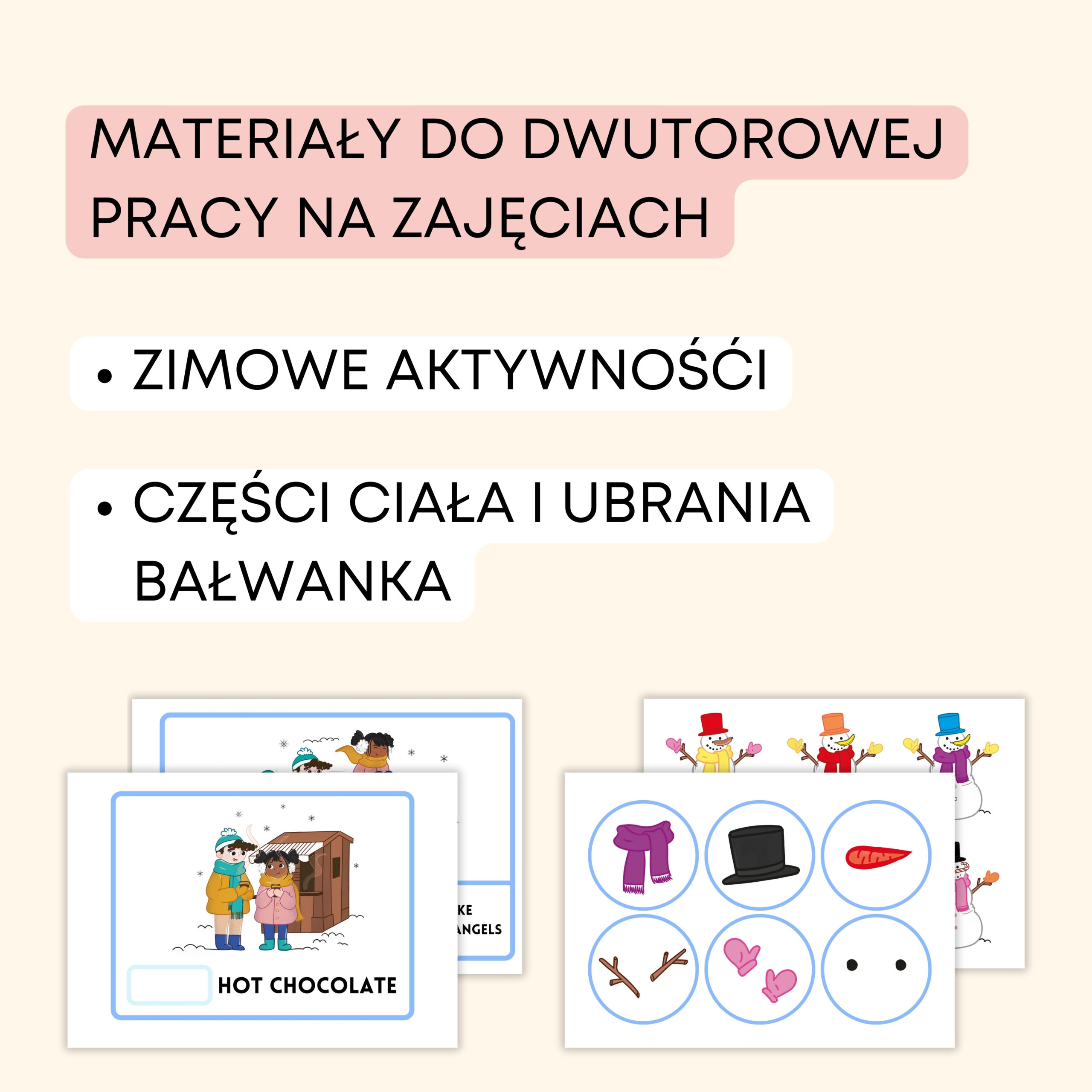 Winter - Darmowe materiały PDF do druku na angielski w przedszkolu