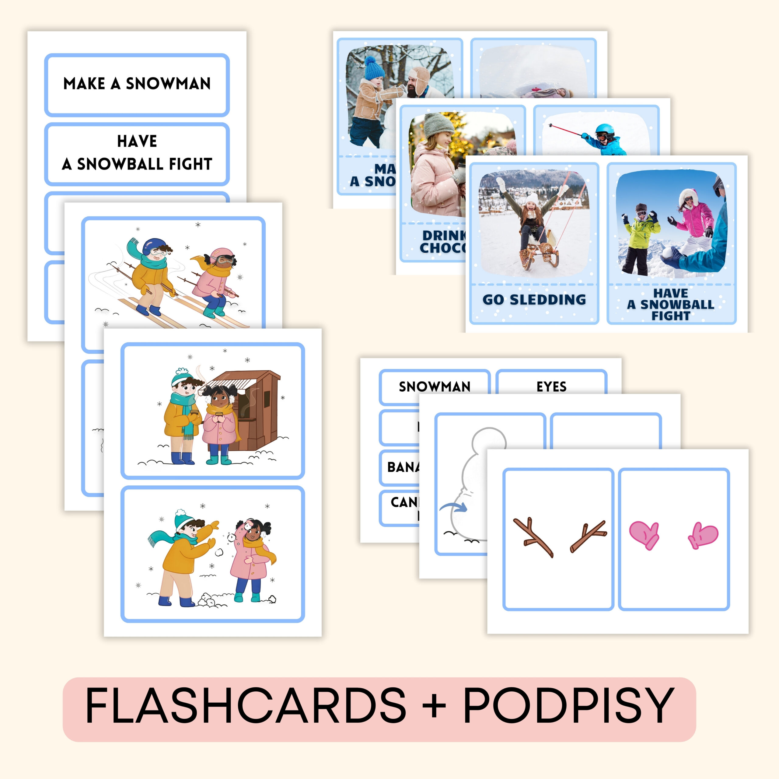 Winter - Darmowe materiały PDF do druku na angielski w przedszkolu