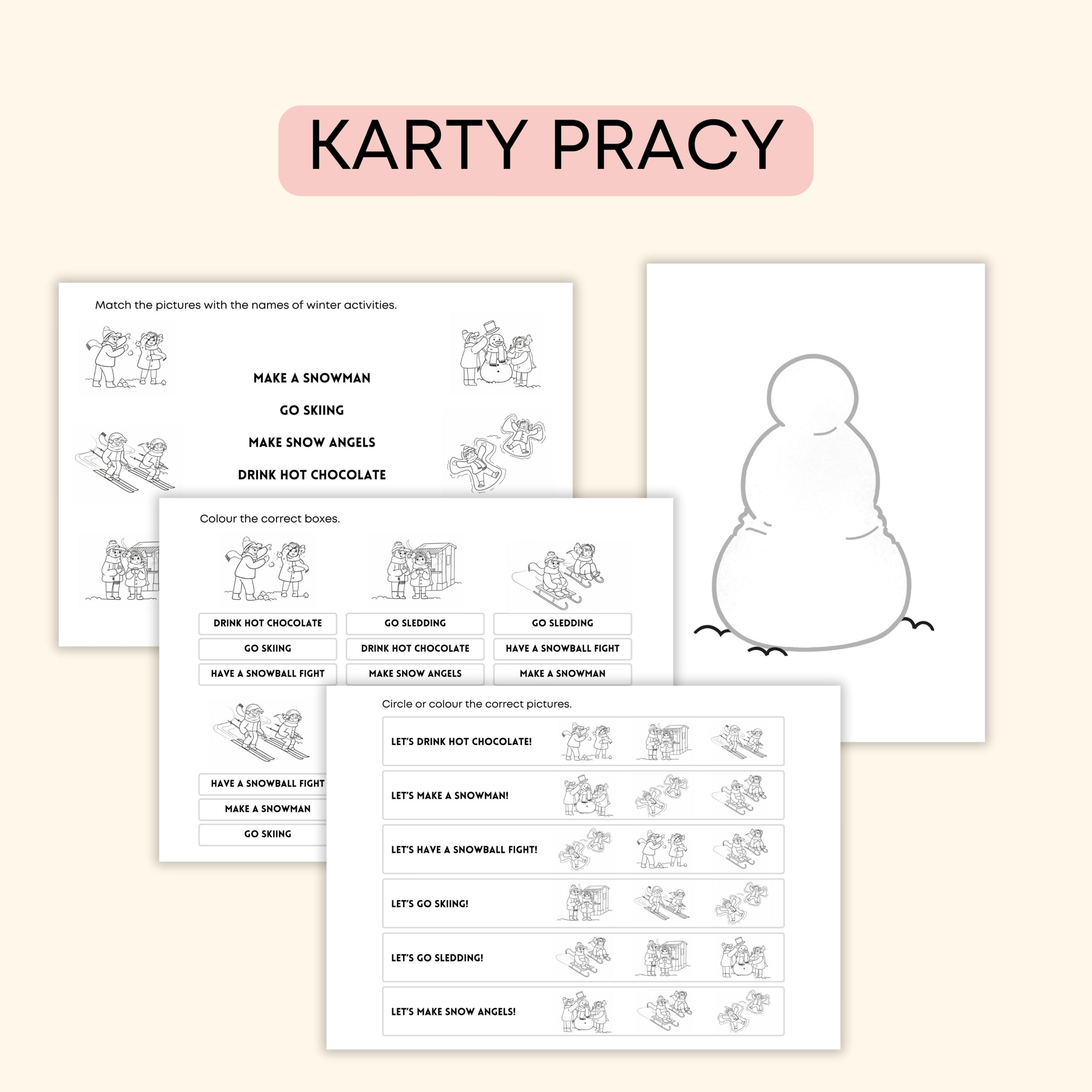 Winter - Darmowe materiały PDF do druku na angielski w przedszkolu