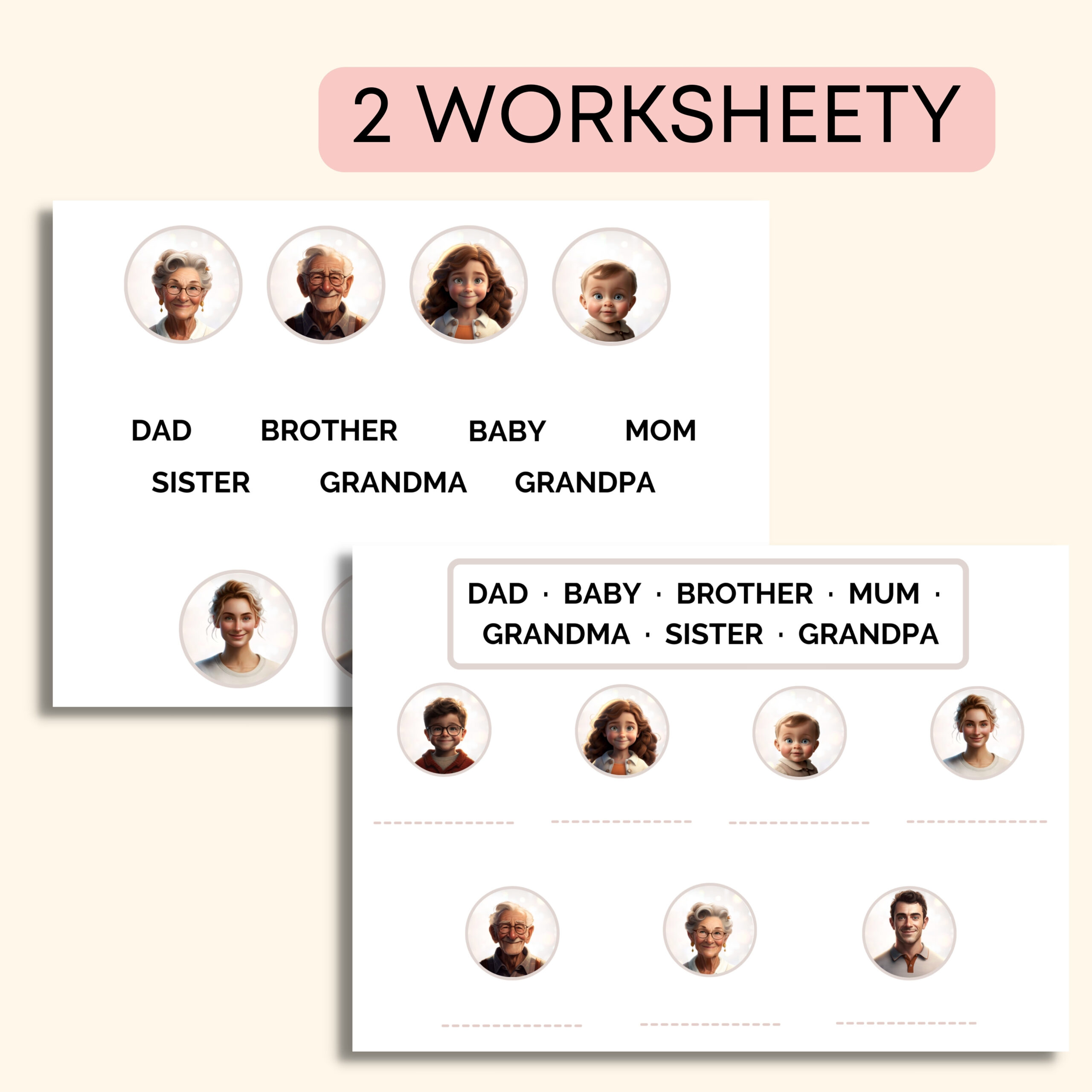 family pack -Darmowe materiały PDF do druku na angielski w przedszkolu