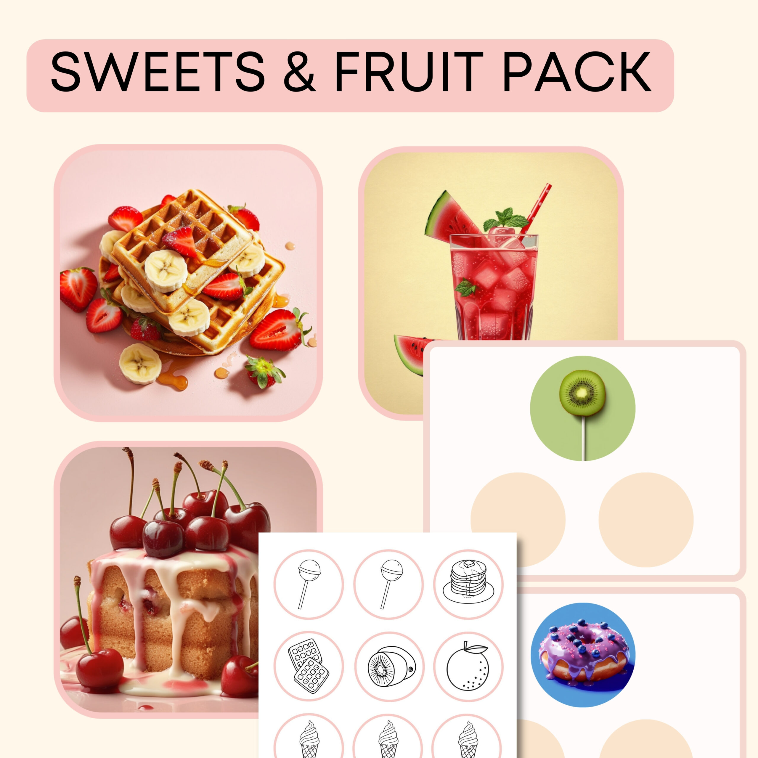 sweets and fruit -Darmowe materiały PDF do druku na angielski w przedszkolu