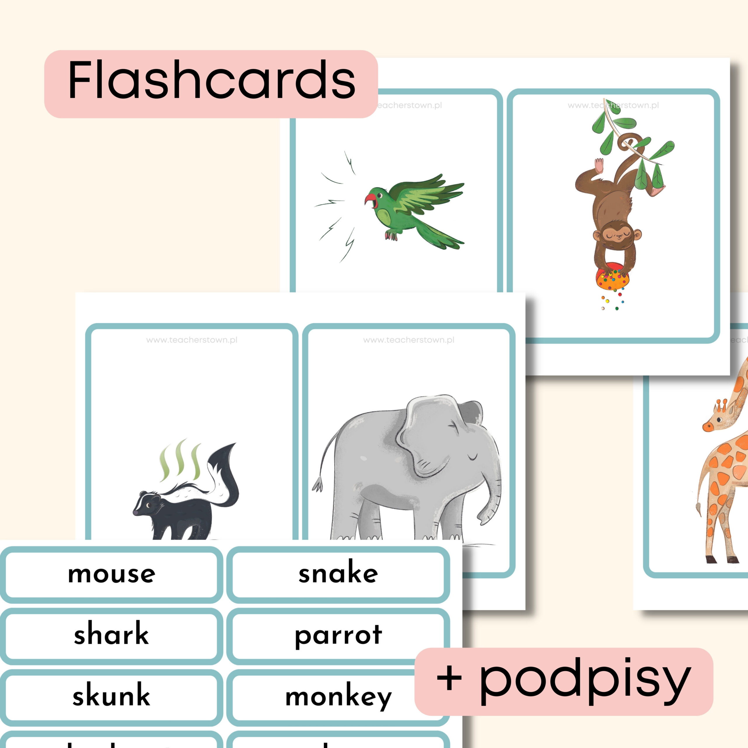 wild animals -Darmowe materiały PDF do druku na angielski w przedszkolu