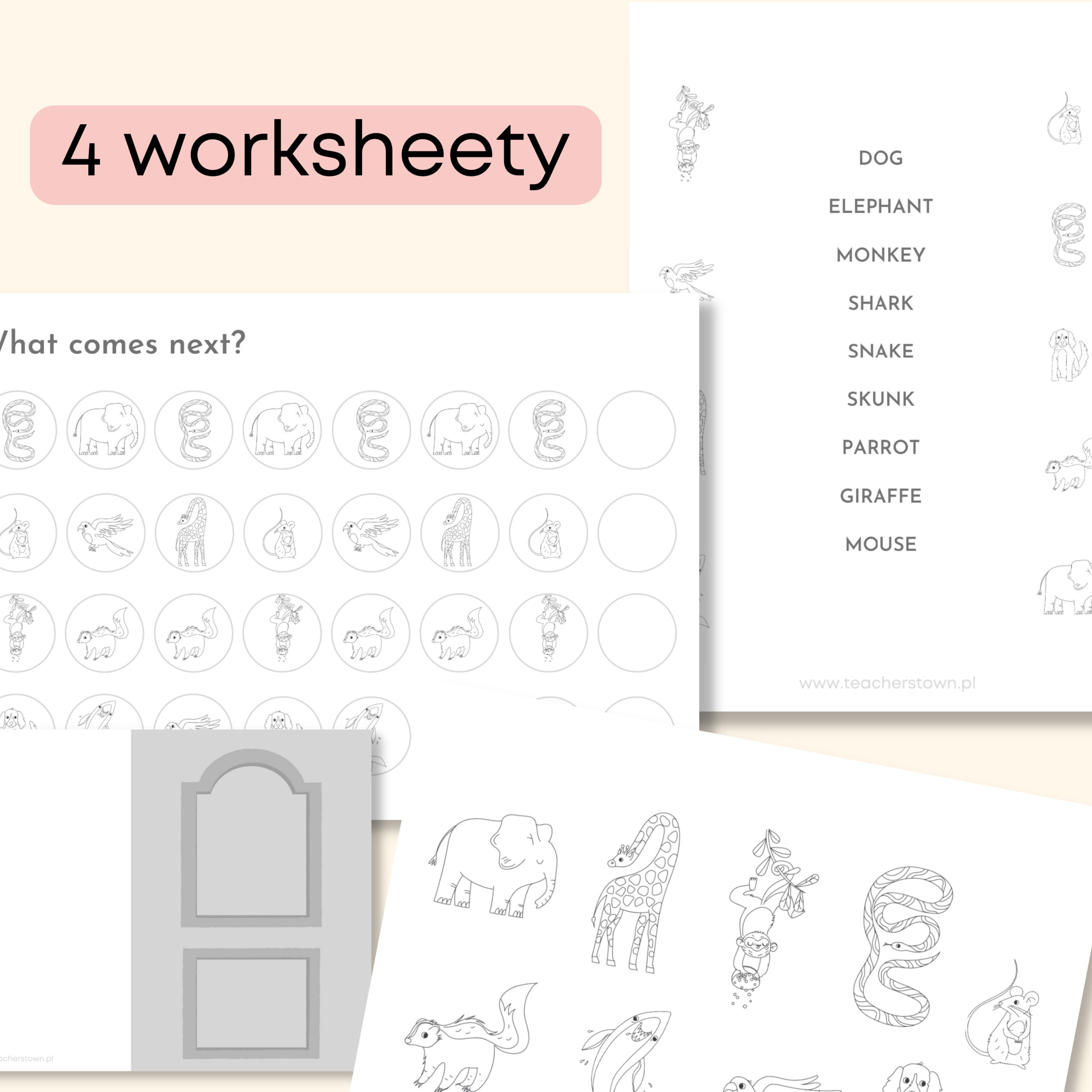 wild animals -Darmowe materiały PDF do druku na angielski w przedszkolu