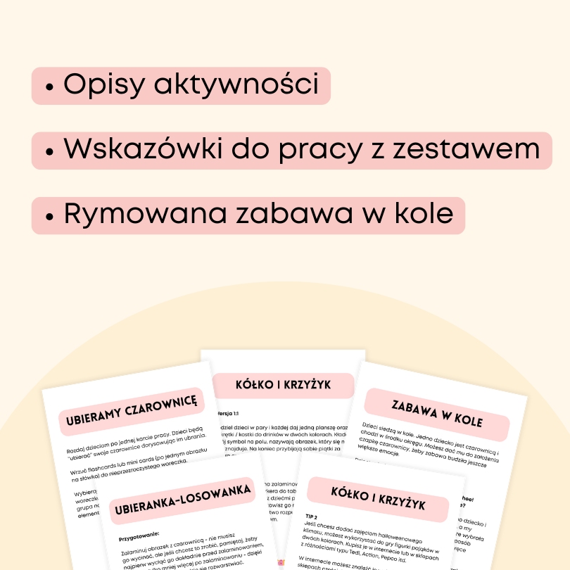 Witch Pack, Hallowen, angielski w przedszkolu, materiały do druku