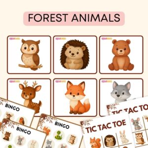 forest animals pack, materiały do druku na angielski w przedszkolu