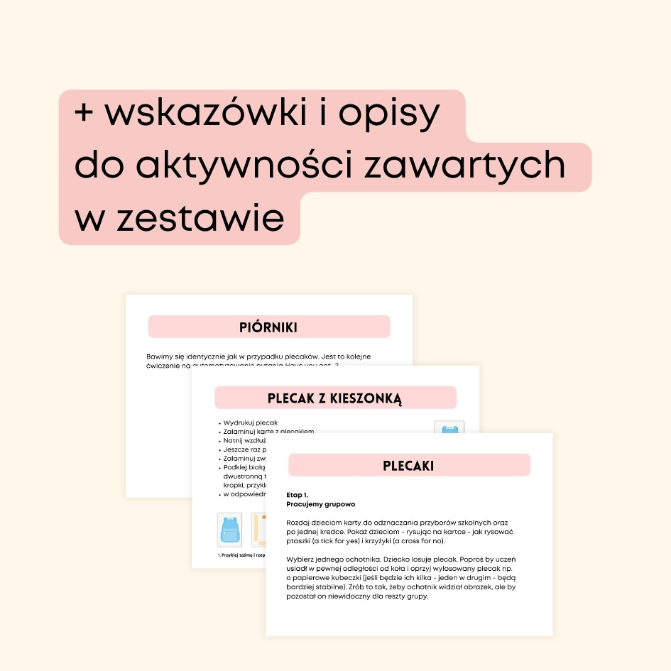 School Supplies Materiały do druku na angielski w przedszkolu i pomysły na zabawy