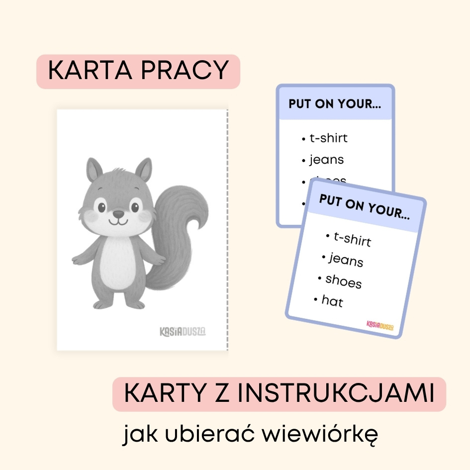 Squirrel Clothes Pack - materiały do druku PDF na angielski w przedszkolu i pomysły do tematu clothes