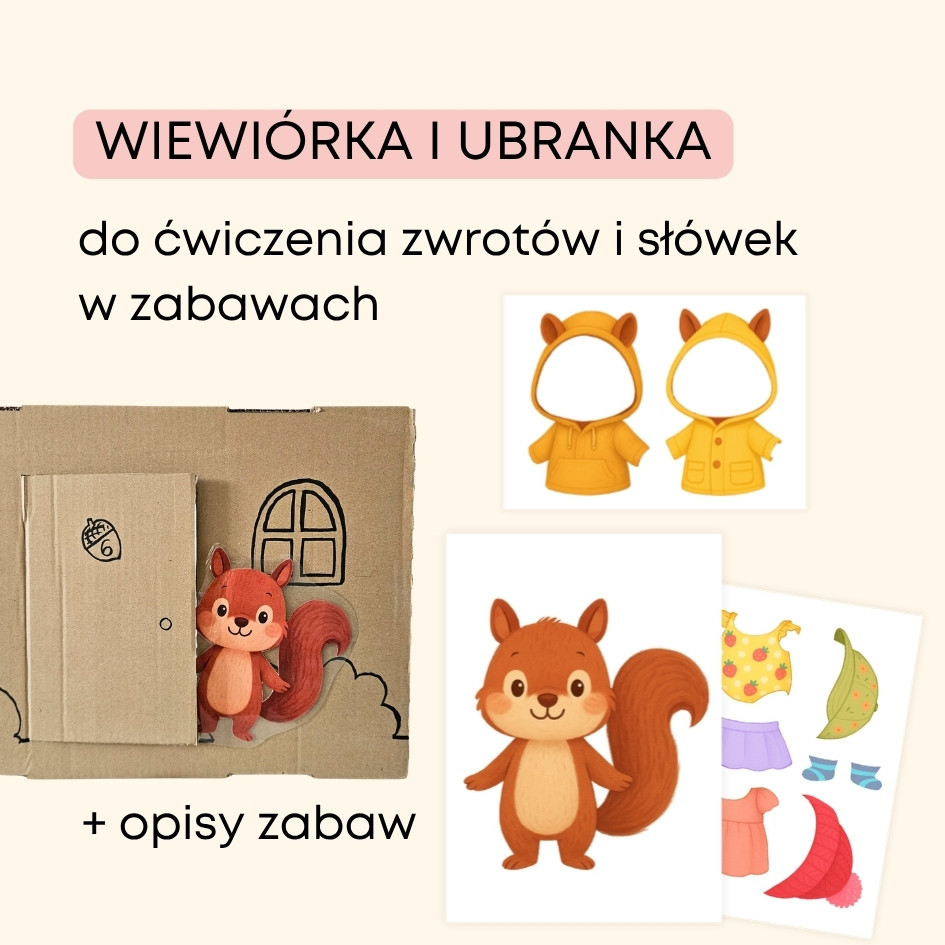 Squirrel Clothes Pack - materiały do druku PDF na angielski w przedszkolu i pomysły do tematu clothes